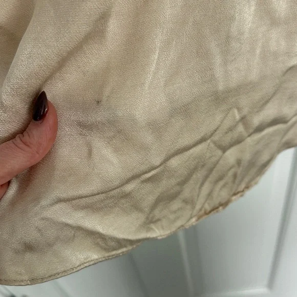 Anthropolgie Floreat Silky Satin Lace Cami Tank Top Cream Champagne Vneck - Picture 6 of 7